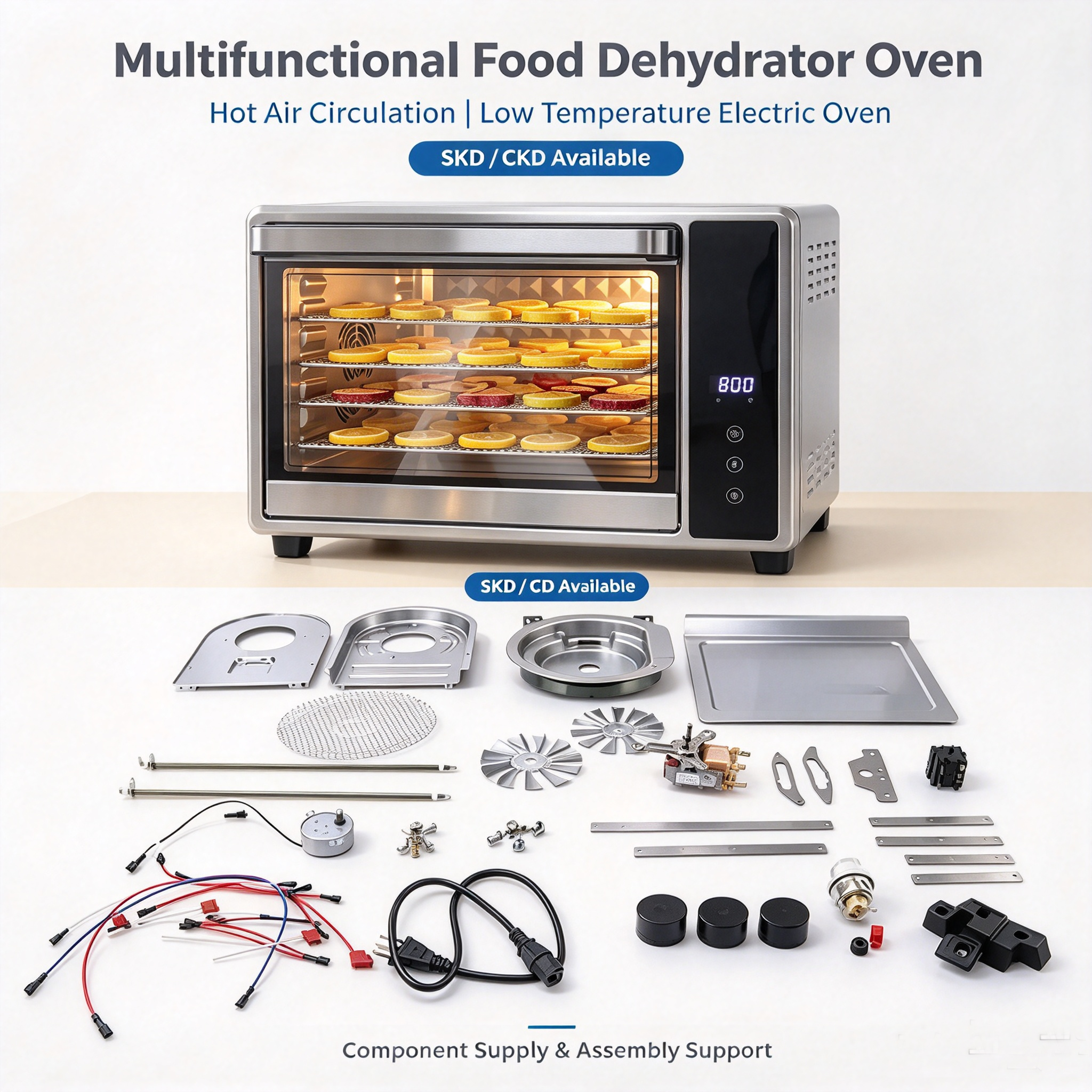 Food Dehydrator Oven, Hot‑Air Circulation Electric Oven SKD & CKD Components