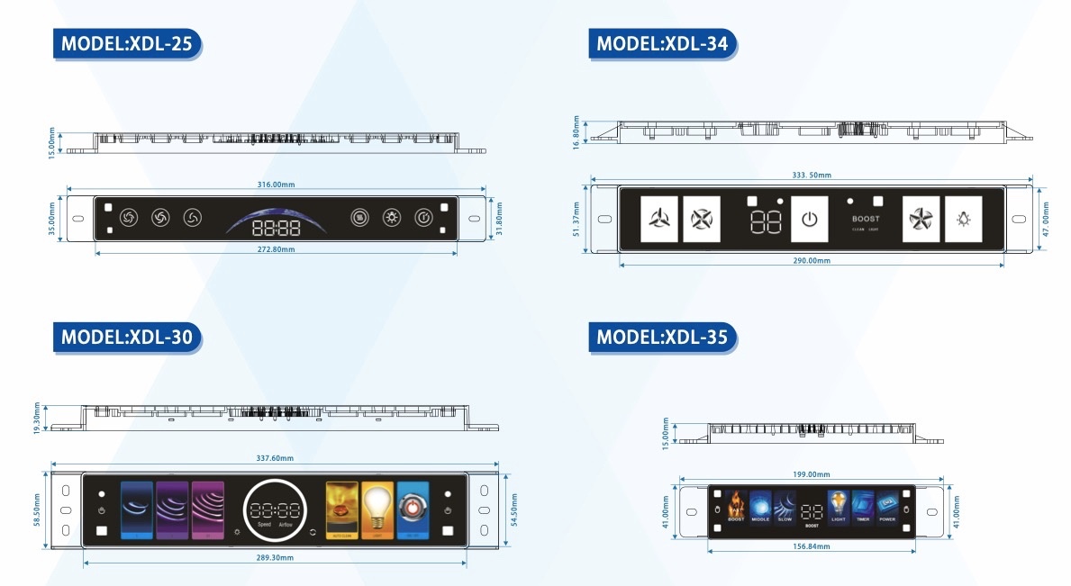 XDL‑22 Range Hood switch Touch Control Panel slim kitchen extractor‑hood control circuit board