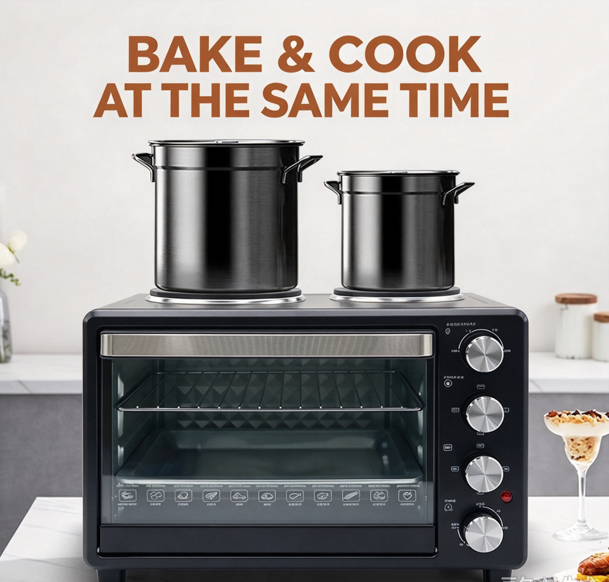Electric Oven With 2 Hot Plates burners Countertop Toaster Oven manufacture SKD CKD
