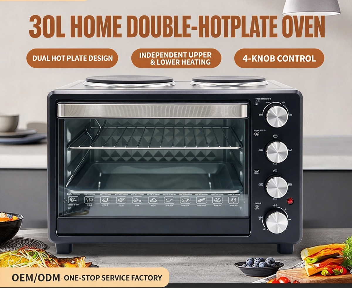 Electric Oven With 2 Hot Plates burners Countertop Toaster Oven manufacture SKD CKD